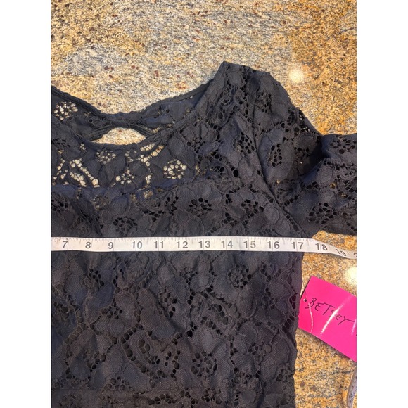 NWT Betsey Johnson Black Lace Cutout Back Fit Flare High Low Dress Size 14 - Picture 4 of 11